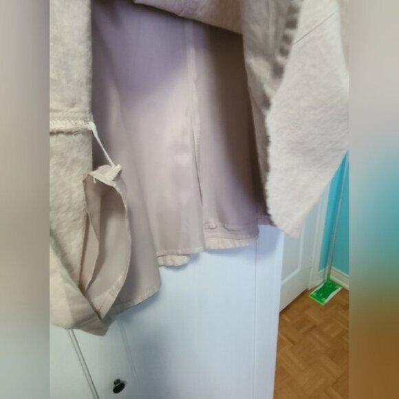 Reitmans Women Linen Beige Cream Taupe Khaki A-Line Lined Midi Summer Skirt - Picture 7 of 8